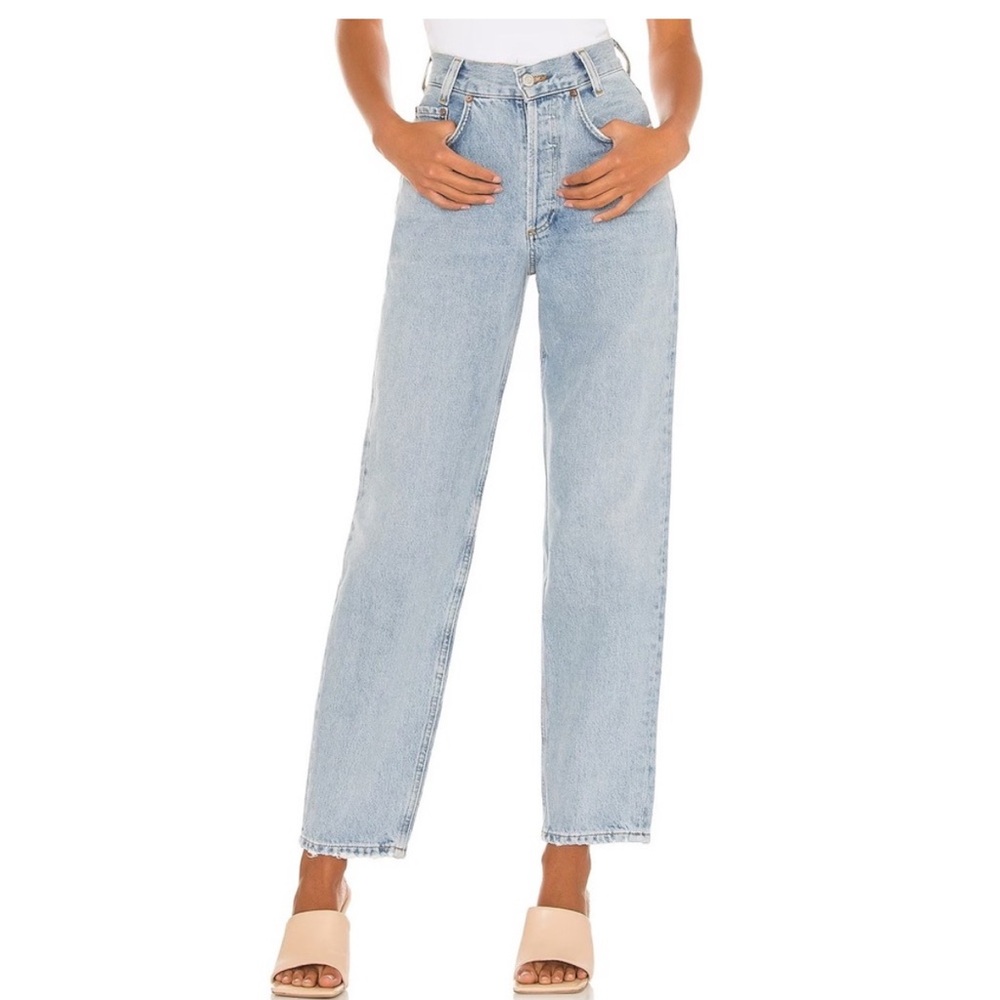 Agolde Light Blue High Rise “tapered” baggy Jeans